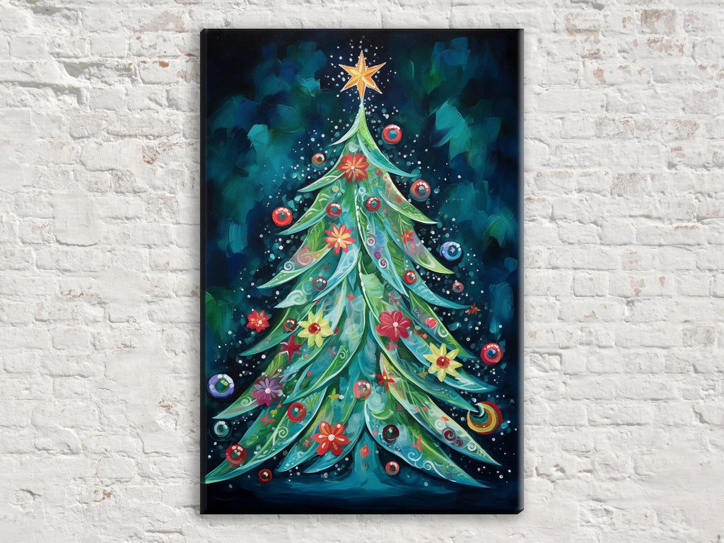 Boho Christmas Canvas - Festive Wall Art on Extra Large Gallery Wrapped Frame