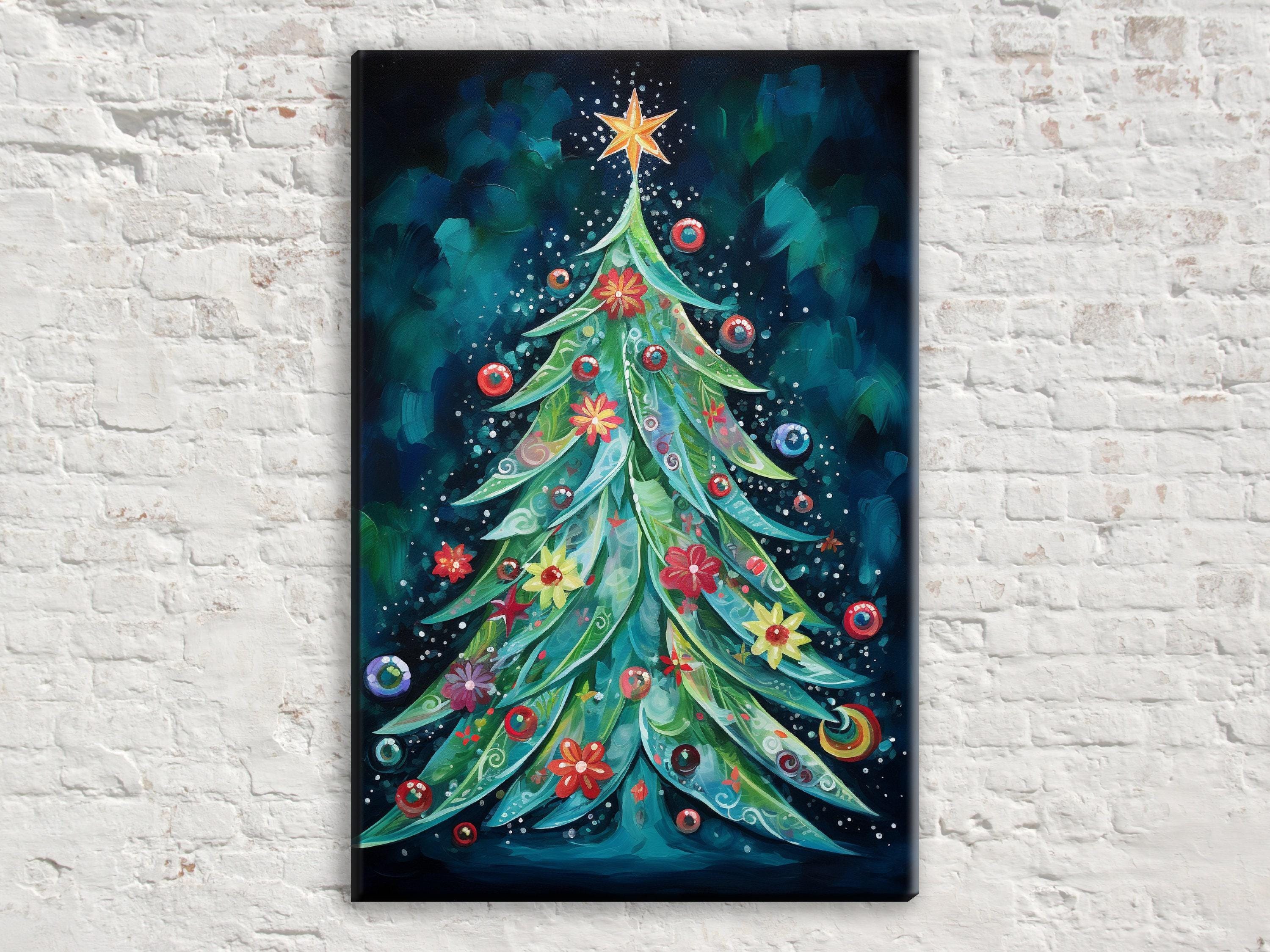 Boho Christmas Canvas - Festive Wall Art on Extra Large Gallery Wrapped Frame