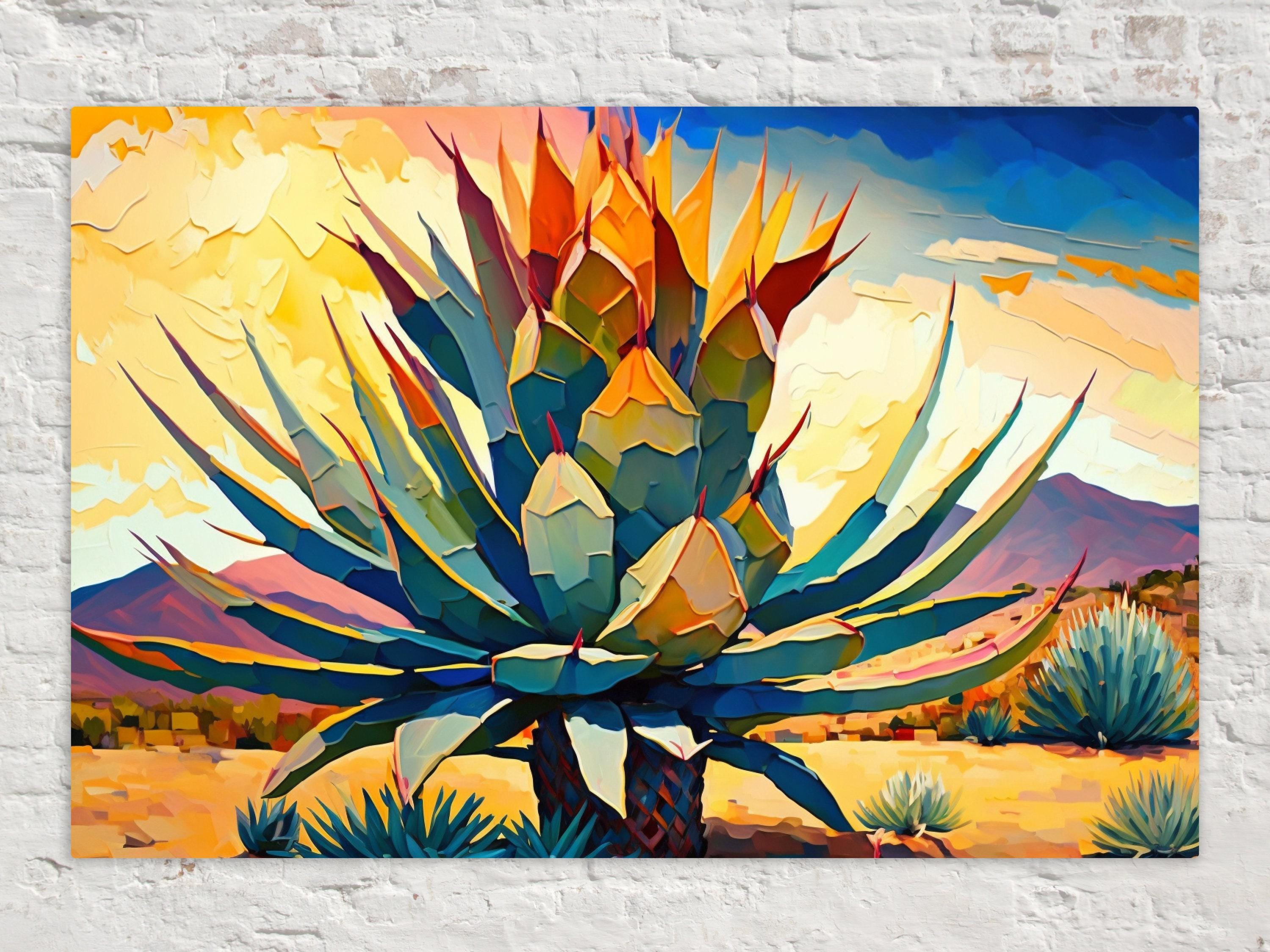 Southwest Wall Art – Agave Canvas Art Desert Landscape Print on Large Gallery Canvas