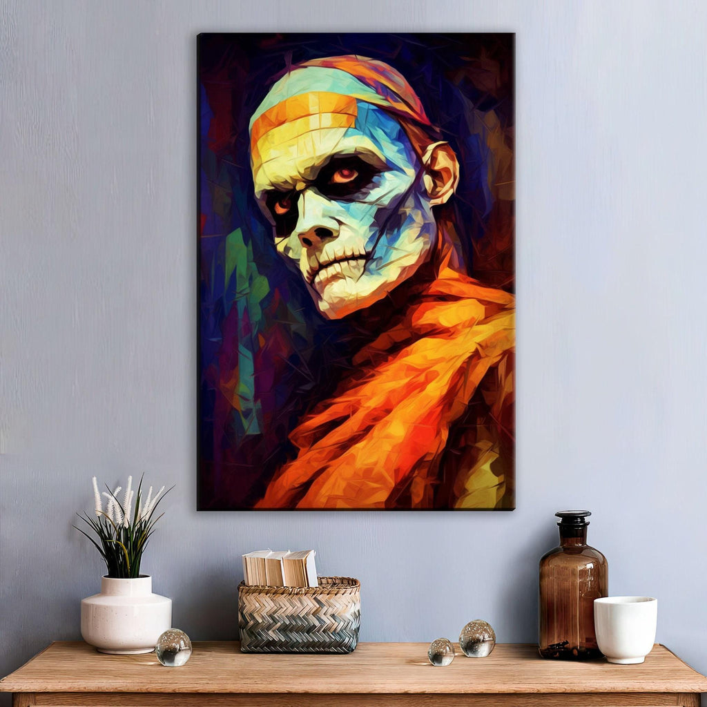 Halloween Mummy Wall Art - Scary Mummy Decor on Large Gallery Wrapped Canvas