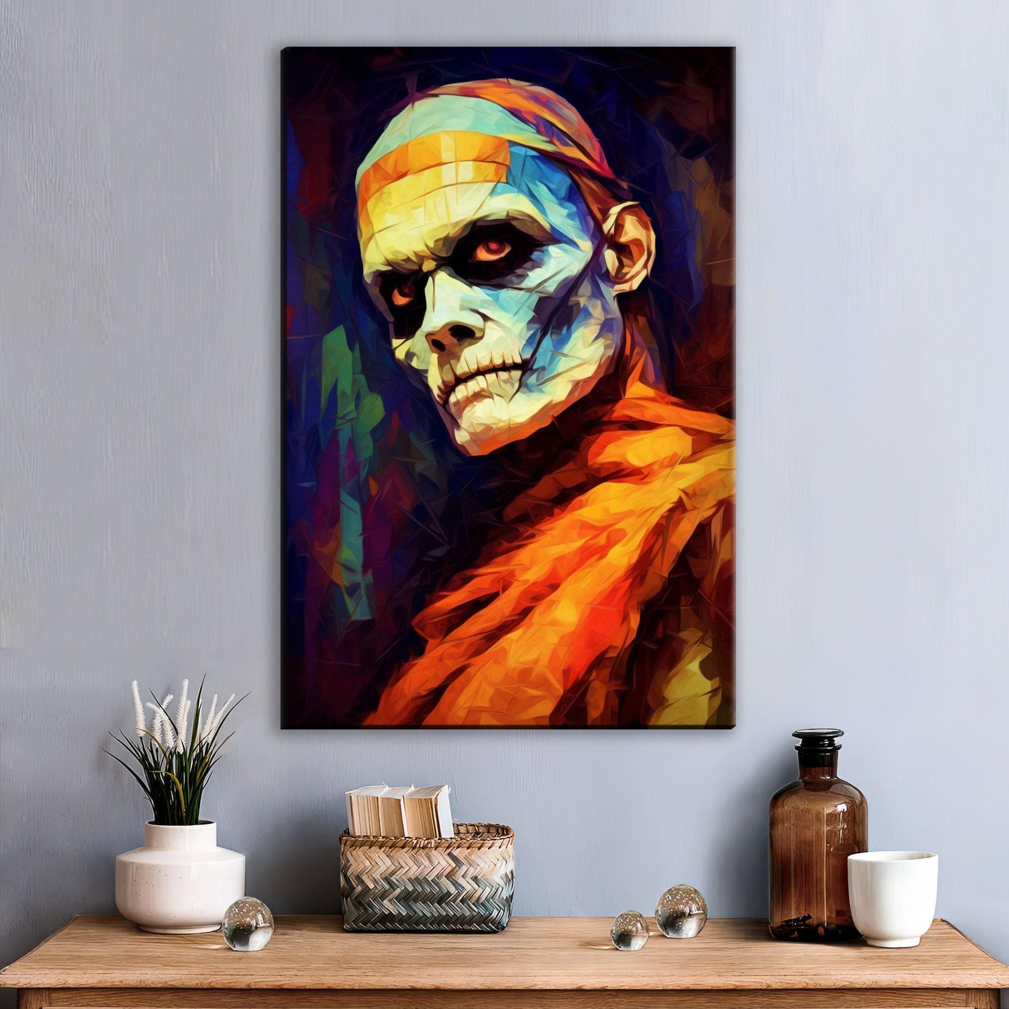 Halloween Mummy Wall Art - Scary Mummy Decor on Large Gallery Wrapped Canvas