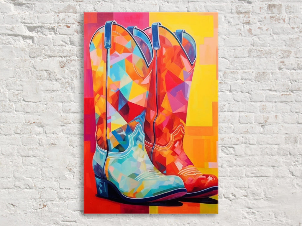 Cowboy Boots Canvas - Large Western Wall Art | Texas Style Rustic Decor