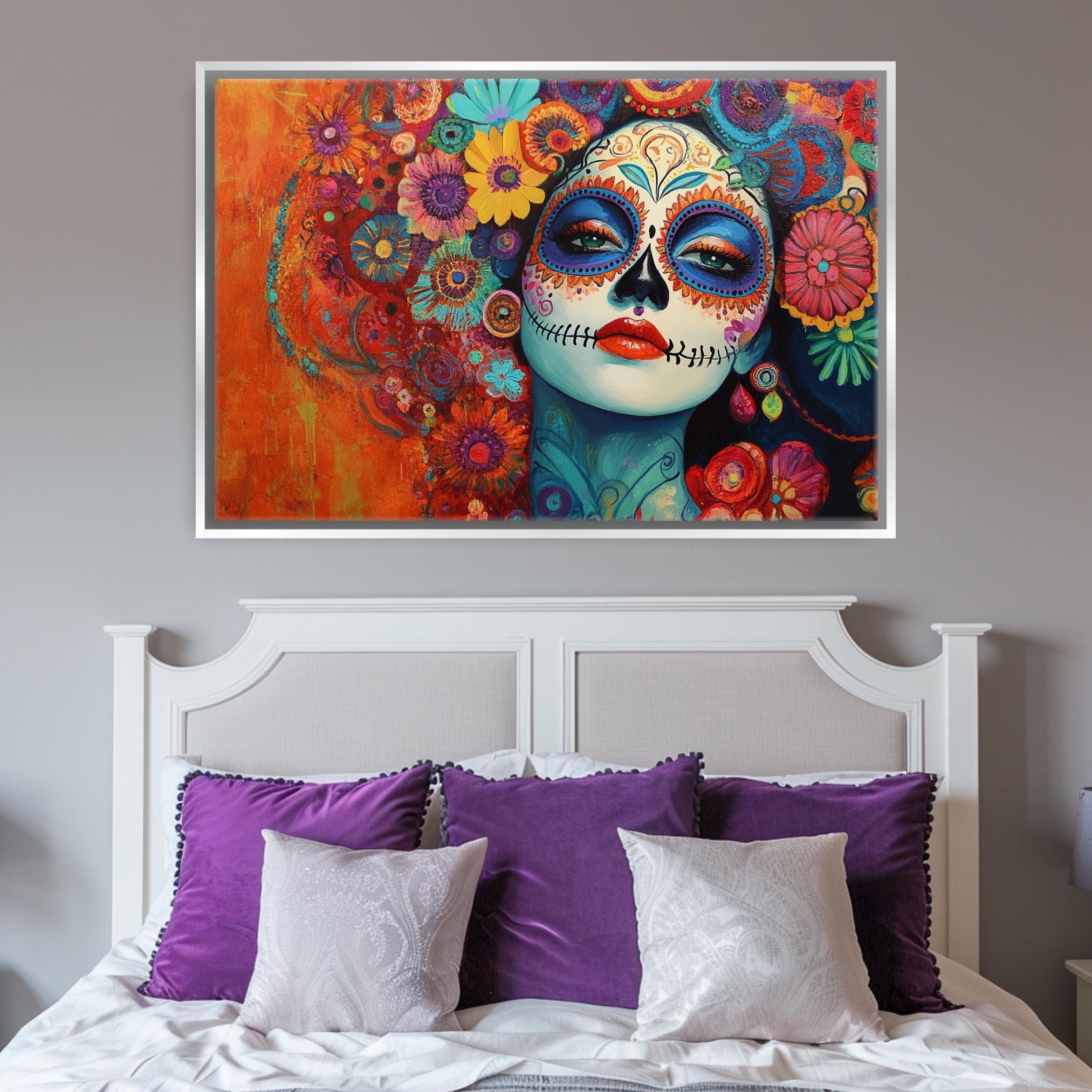 Day of the Dead Canvas – Extra Large Framed Canvas Print | Vibrant Mexican Wall Art