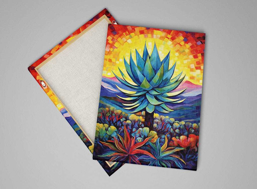 Blue Agave Painting - Vibrant Desert Sunset On UV Coated Canvas Print