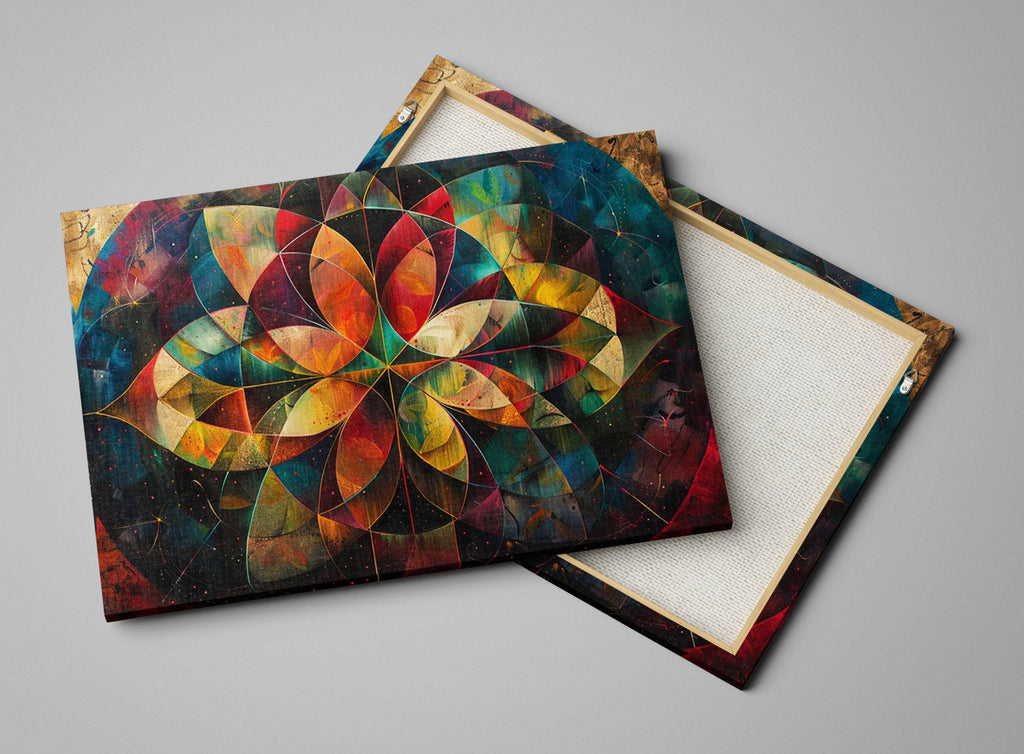 Sacred Geometry Art on Gallery Wrapped Canvas | Abstract Flower Art, Extra Large, UV Coated