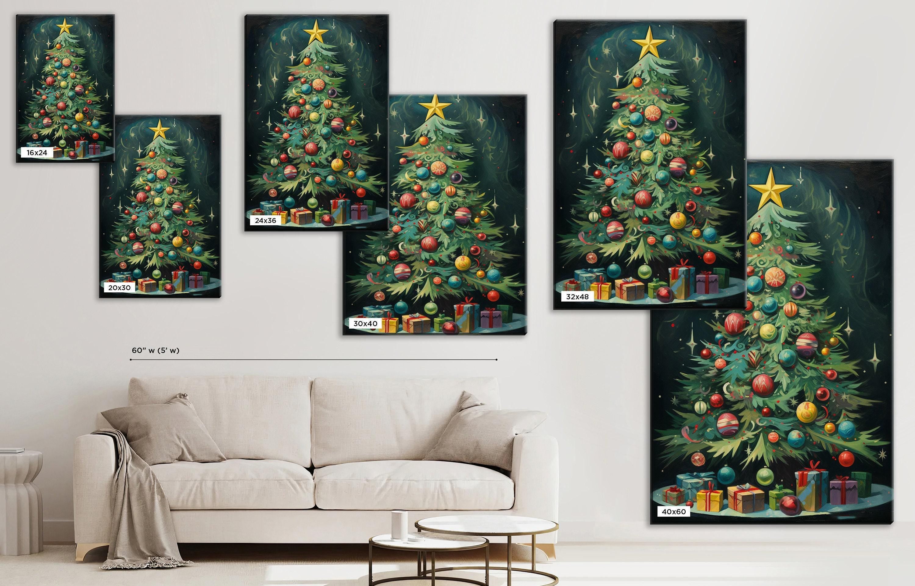 Art Deco Christmas Tree - Extra Large Gallery Wrapped Canvas Print | Chic Holiday Wall Decor