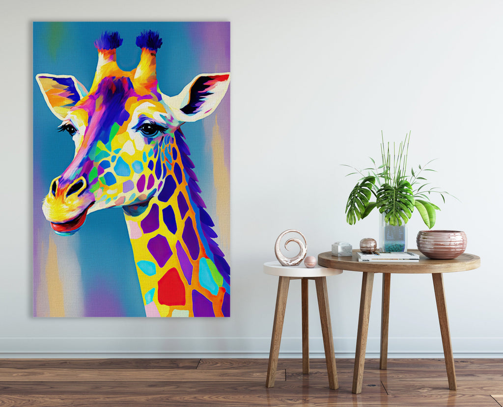 Giraffe Canvas Art – Vibrant Wildlife Wall Art | African Safari Decor Print