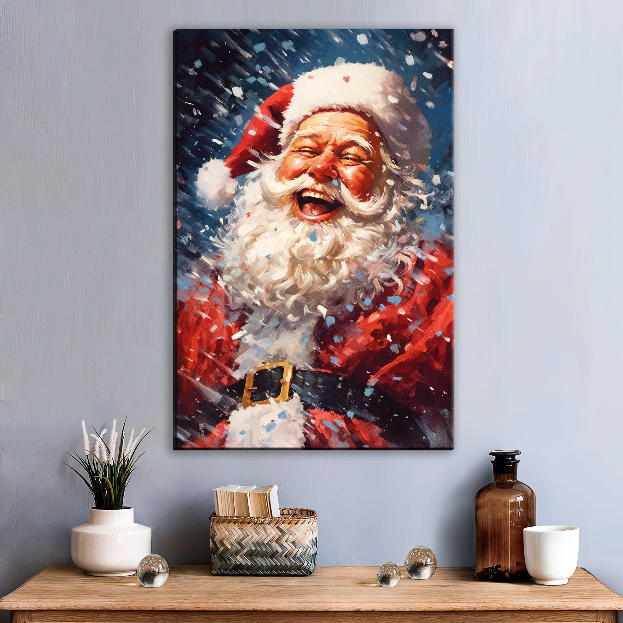 Santa Canvas Print | Classic Christmas Decor on Giclee Canvas - Ready to Hang Holiday Wall Art