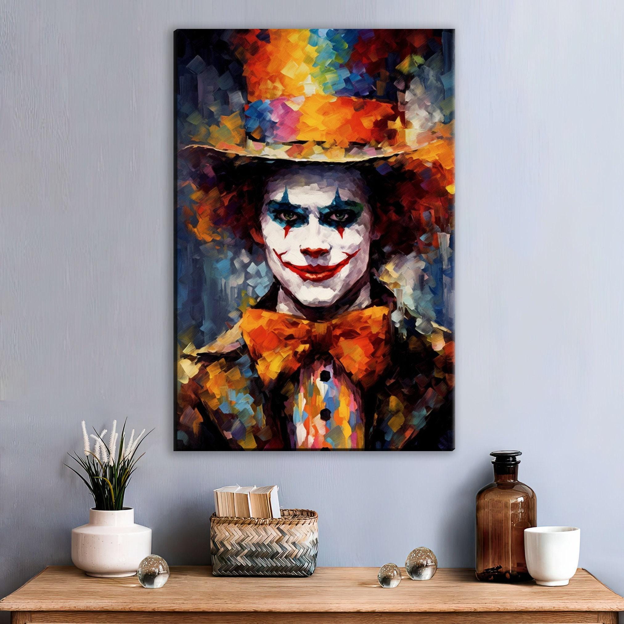 Halloween Creepy Clown Art - Large Gallery Wrapped Canvas | Spooky Wall Decor
