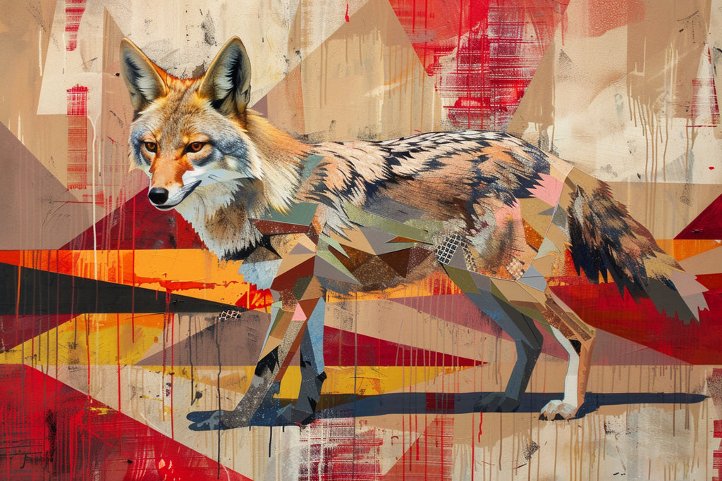 Contemporary Coyote Painting – Large Gallery Wrapped Canvas | Modern Desert Animal Art