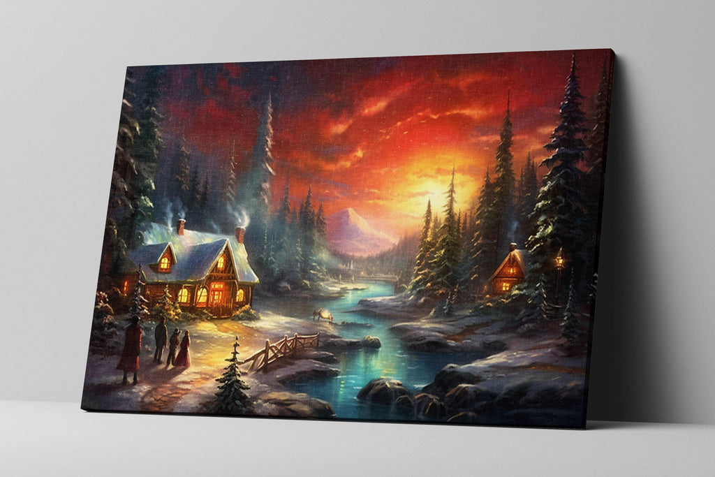 Christmas Canvas Art - Classic Woodland Christmas Scene | Gallery Wrapped Canvas Print