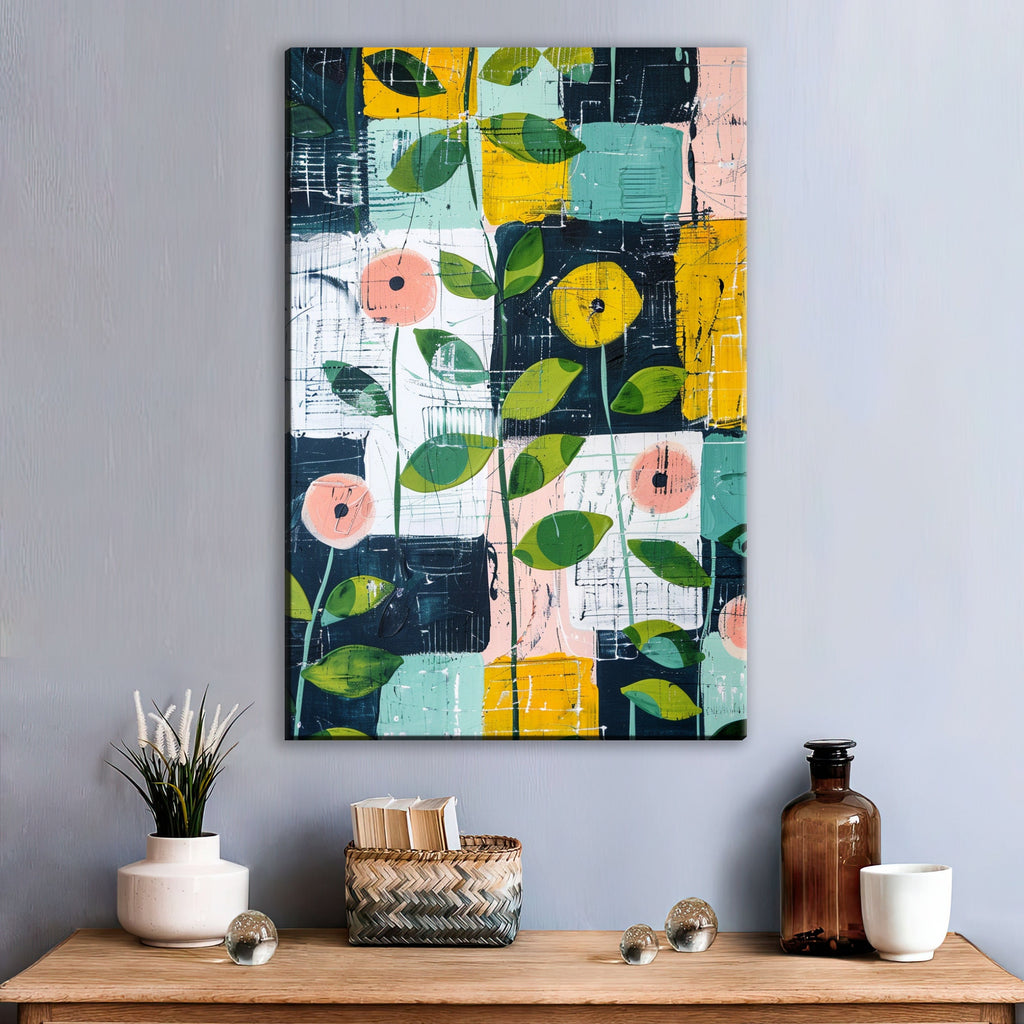 Farmhouse Floral Wall Art – Gallery Wrapped Canvas | Extra Large Floral Pattern Print