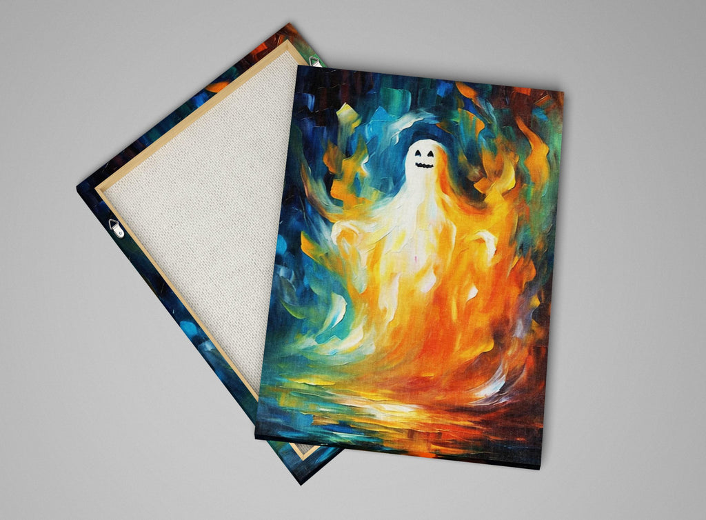 Cute Ghost Wall Art – Halloween Canvas Art | Extra Large Gallery Wrapped Canvas Print