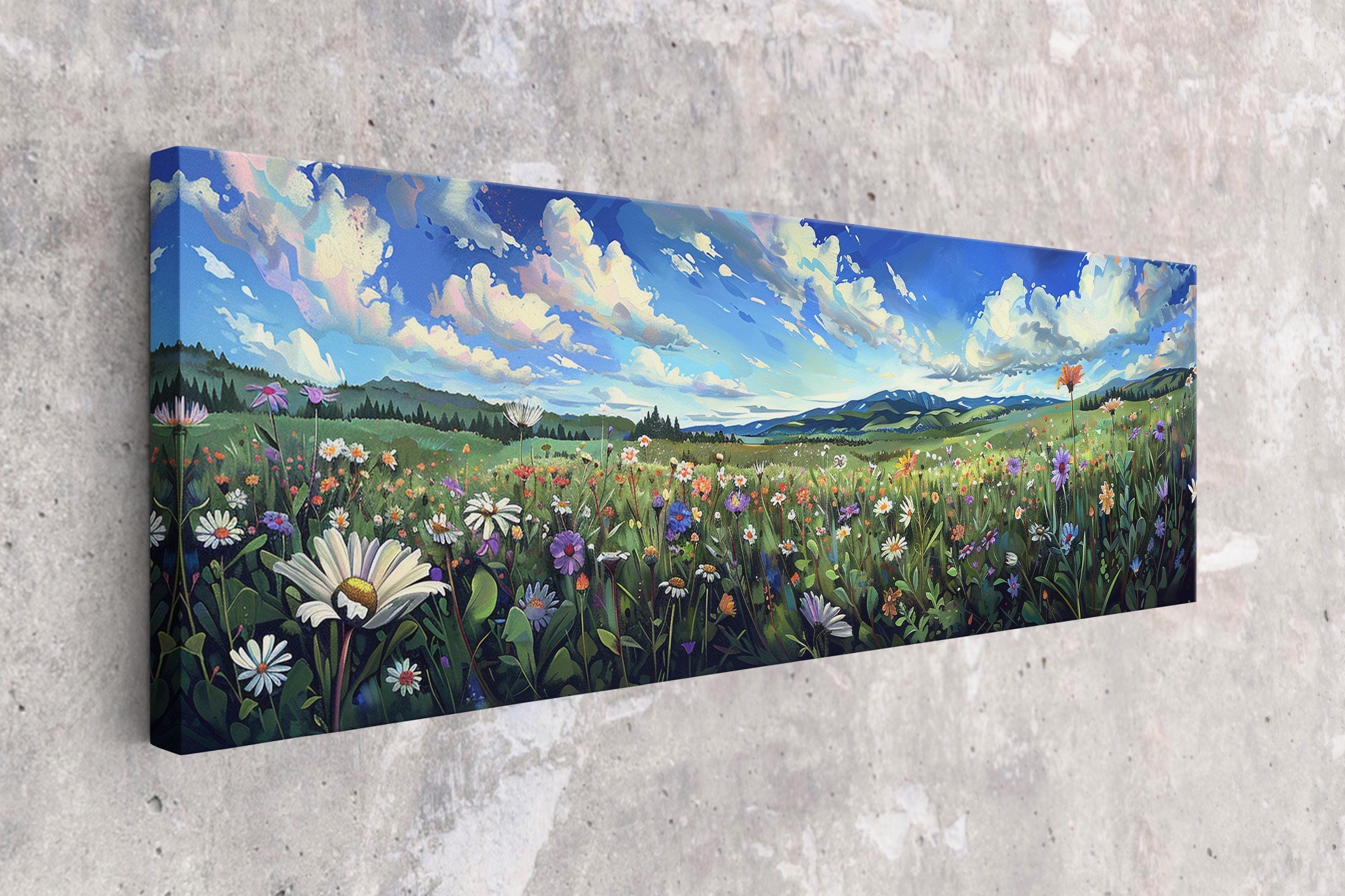 Wildflower Canvas Print - Framed Wall Art | Panoramic Landscape Floral Gallery Wrapped