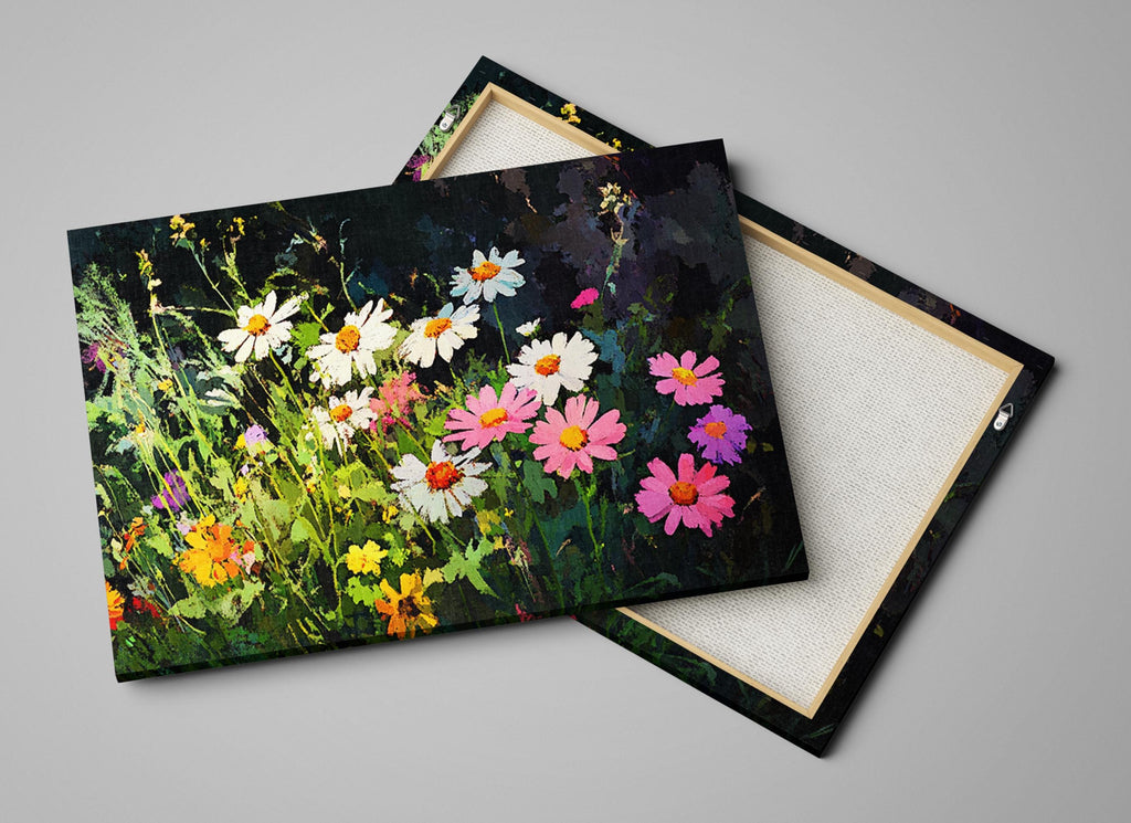 a painting of a field of wild flowers