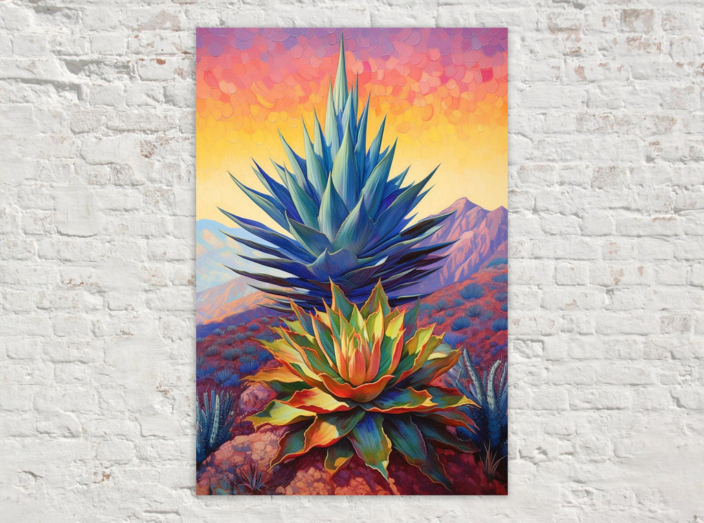 Blue Agave Plant Canvas – Large Desert Landscape Print | Southwest Wall Art