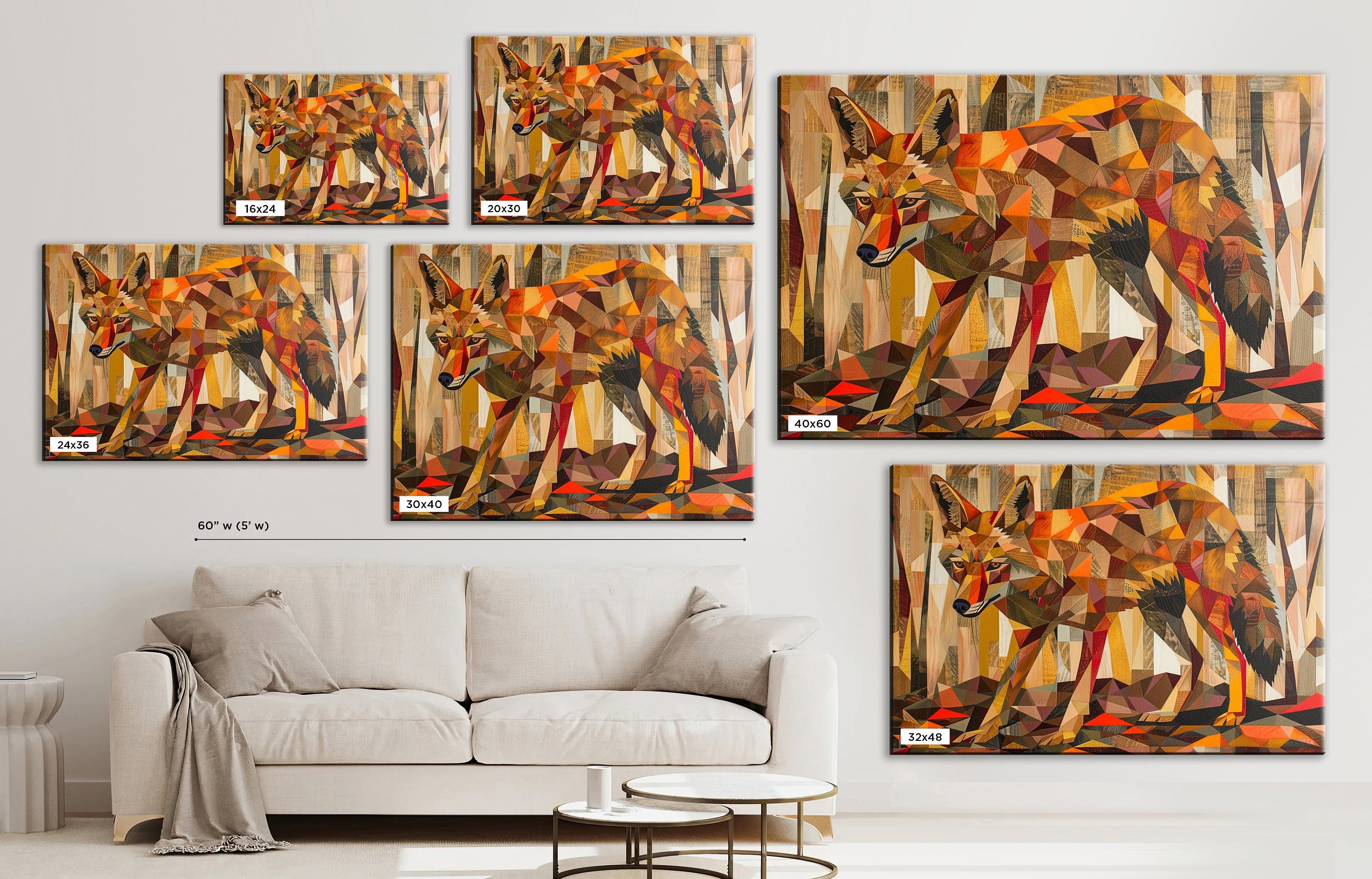 Modern Coyote Canvas – Large Gallery Wrapped Southwest Desert Art by Ryan James