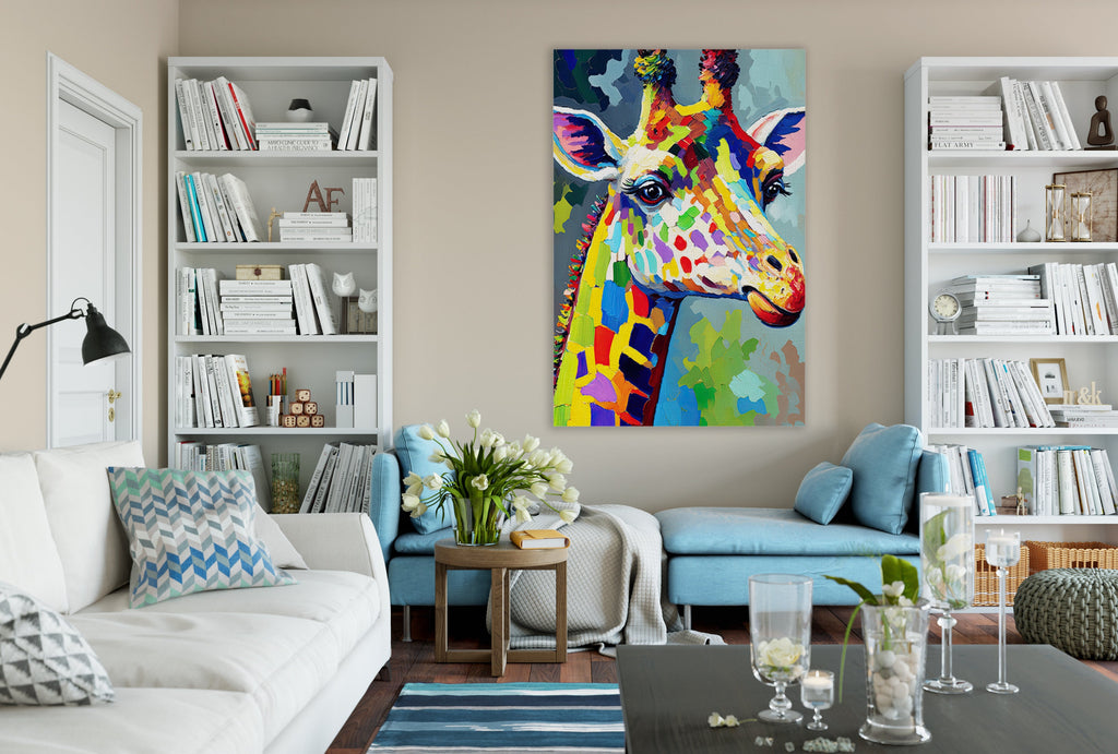 Giraffe Wall Art - Kids Room Canvas With Safari Theme Decor & Wildlife Lover Gift