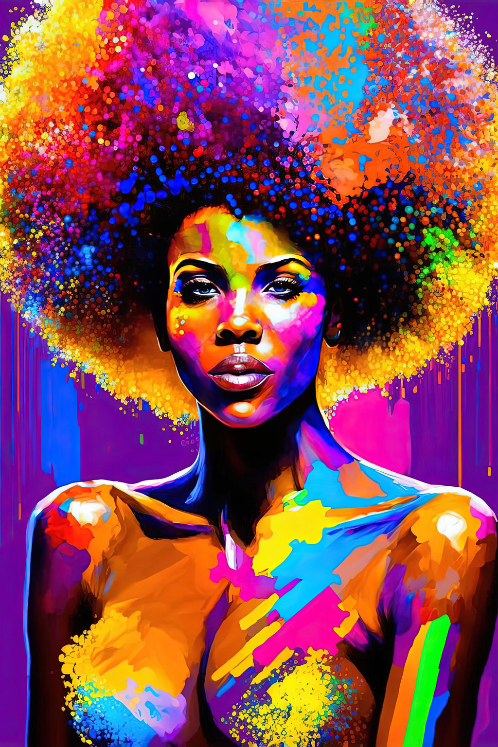 Black Woman Art Print - Vibrant African American Canvas, Gallery Ready Wall Art