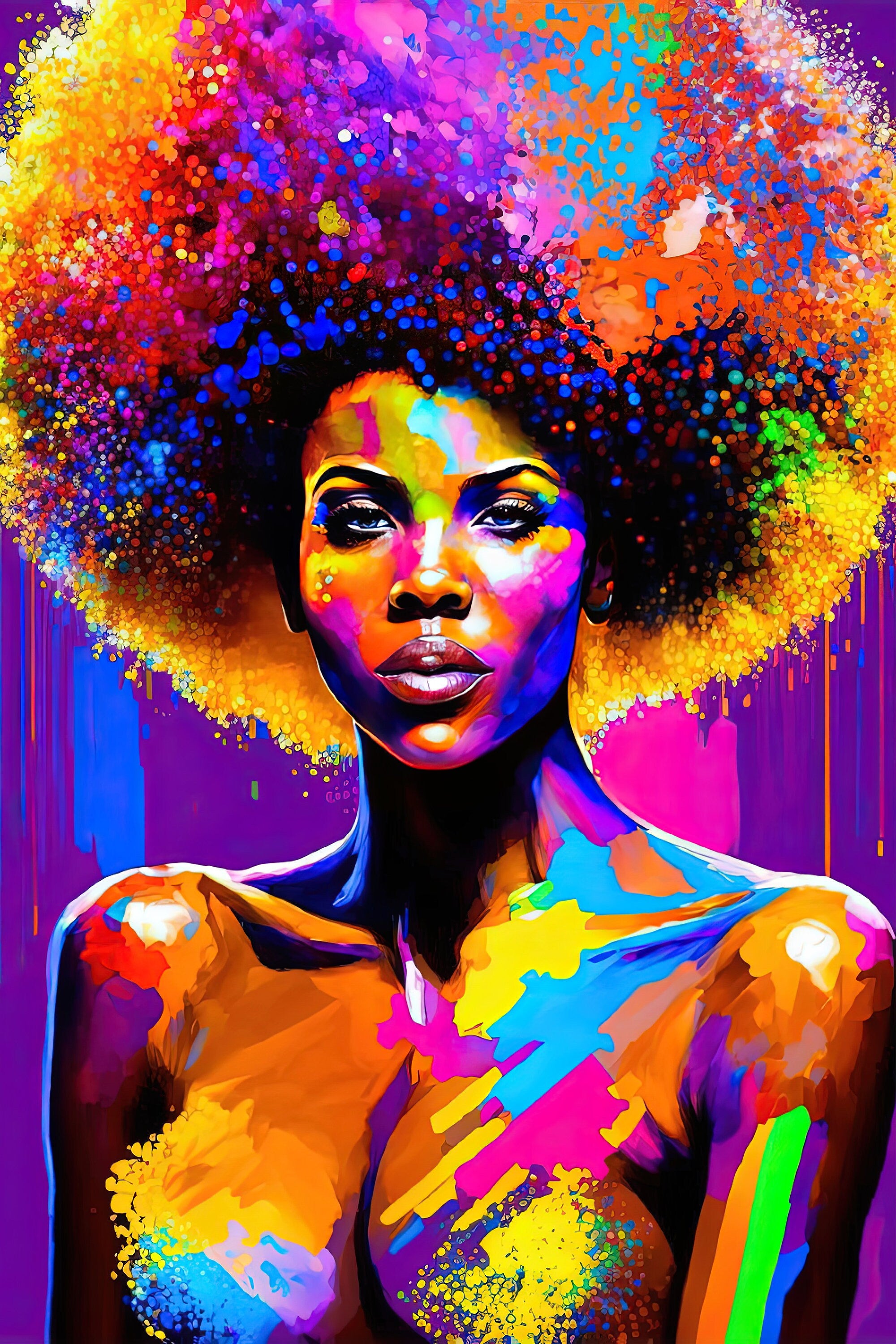 Black Woman Art Print - Vibrant African American Canvas, Gallery Ready Wall Art