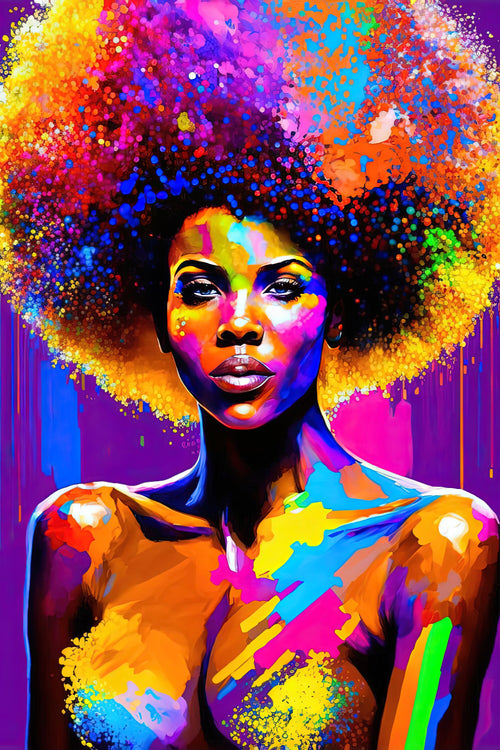 Black Woman Art Print - Vibrant African American Canvas, Gallery Ready Wall Art