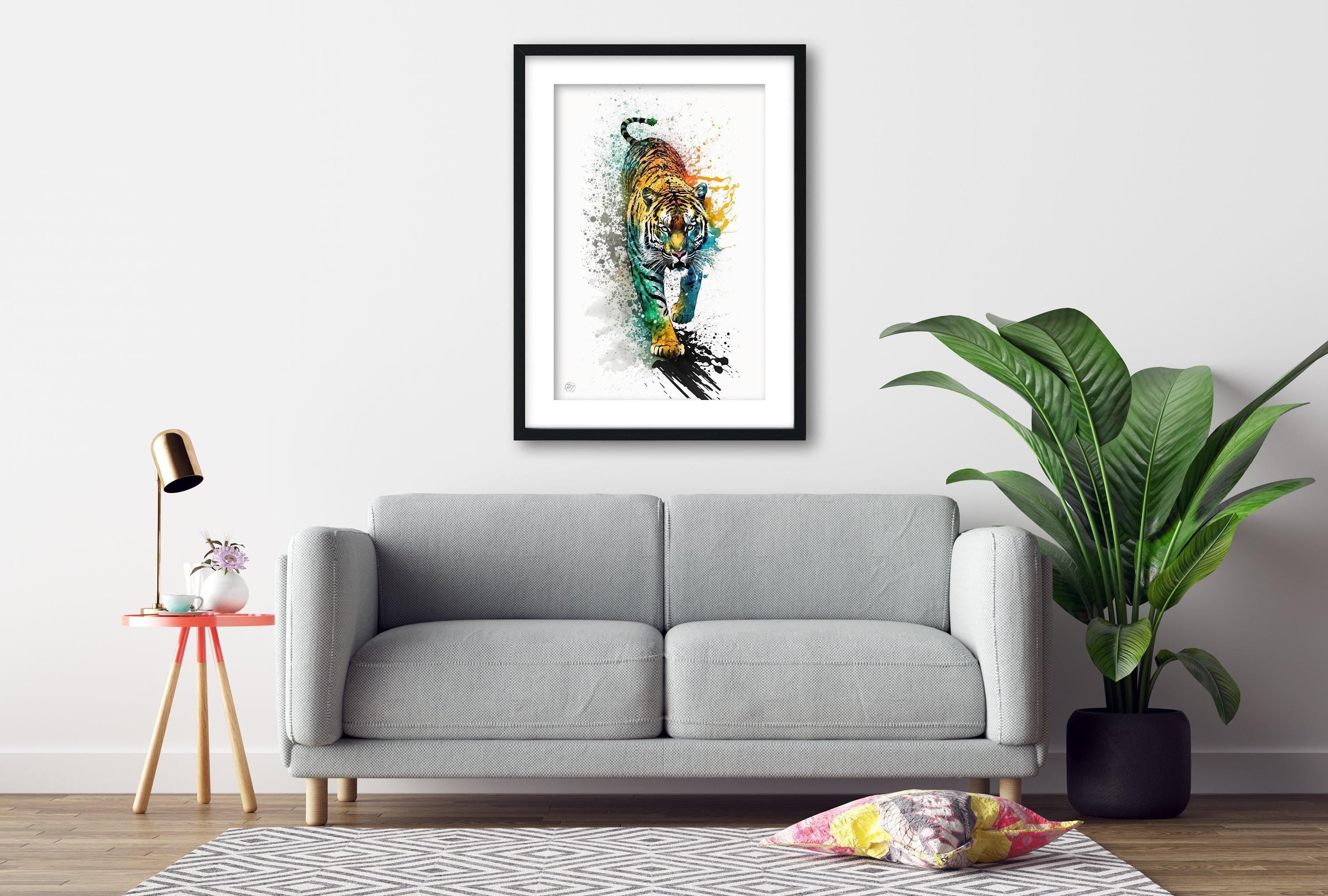 Wildlife Majesty: Tiger Watercolor Painting, Giclee Print on Canvas, Artist Paper, Watercolor Paper, Available in Extra Large Sizes