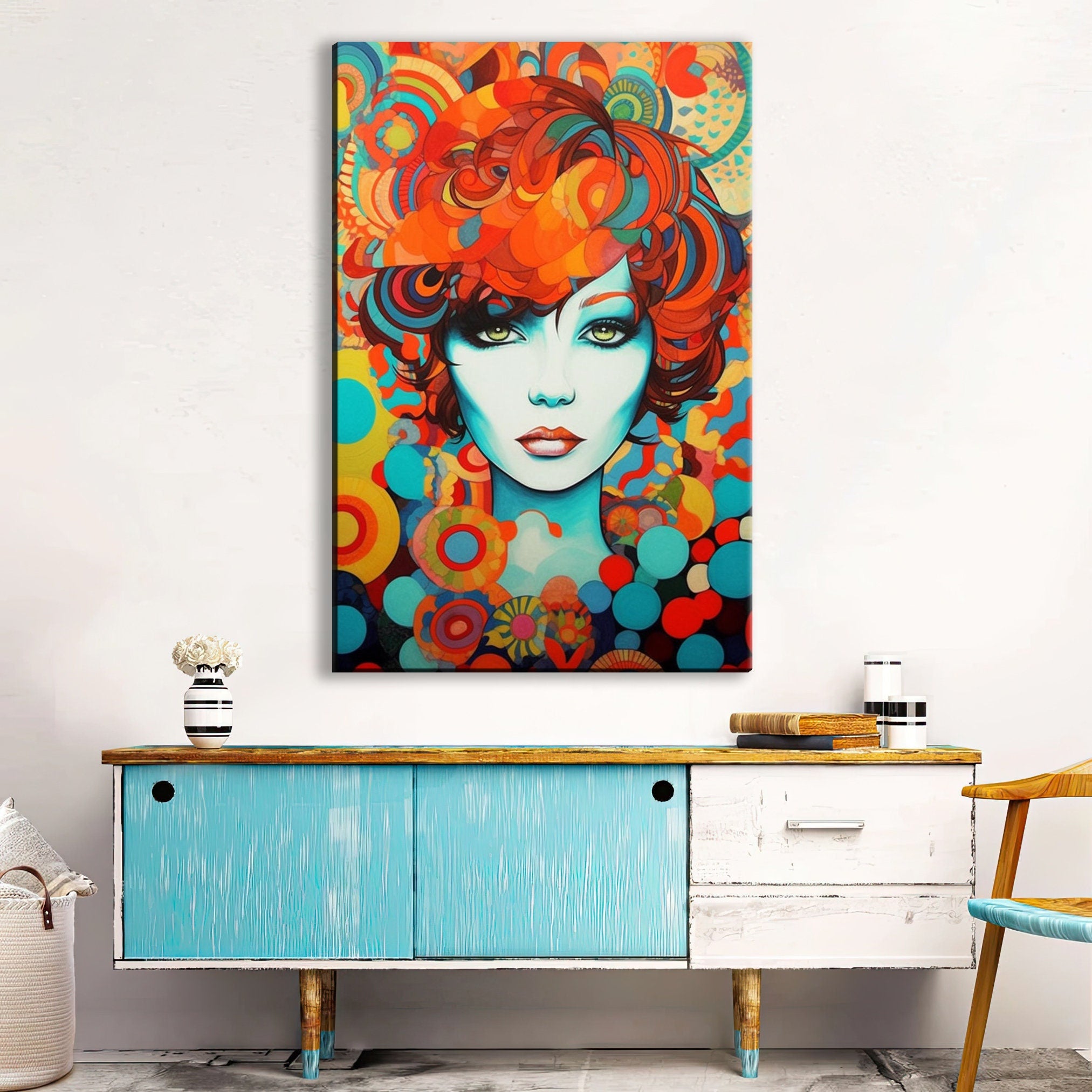 Art Deco Woman Portrait – Large Canvas Wall Art With Scratch Resistant Coating