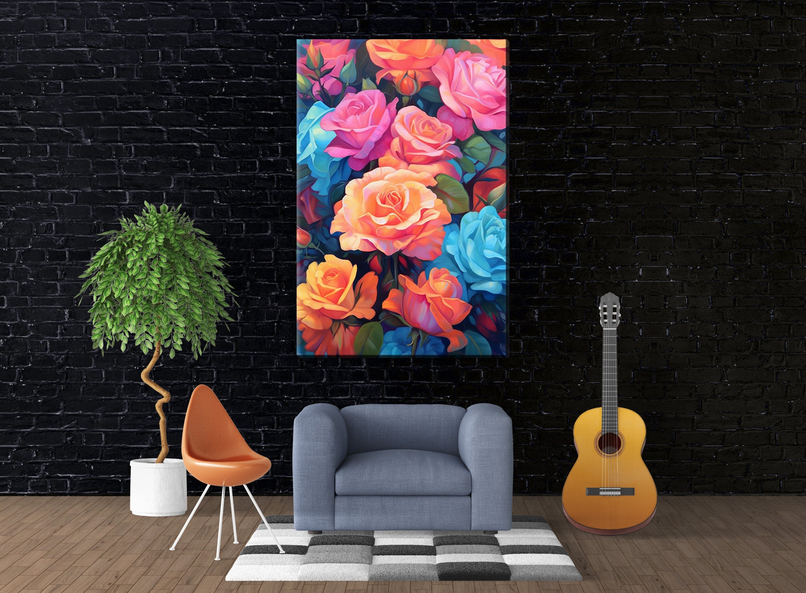 Pastel Rose Canvas – Large Floral Bouquet Art | Gallery Ready Canvas Print