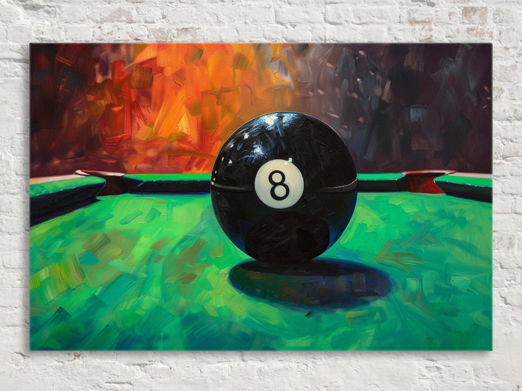 8 Ball Pool Art - Classic Pool Table Scene | Gallery Wrapped Canvas, Extra Large