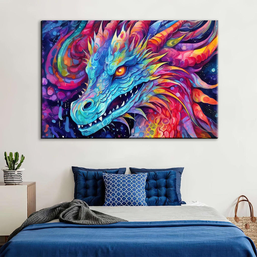 Dragon Canvas Art – Large Canvas Print With Fierce Dragon Artwork & Vibrant Fantasy Painting
