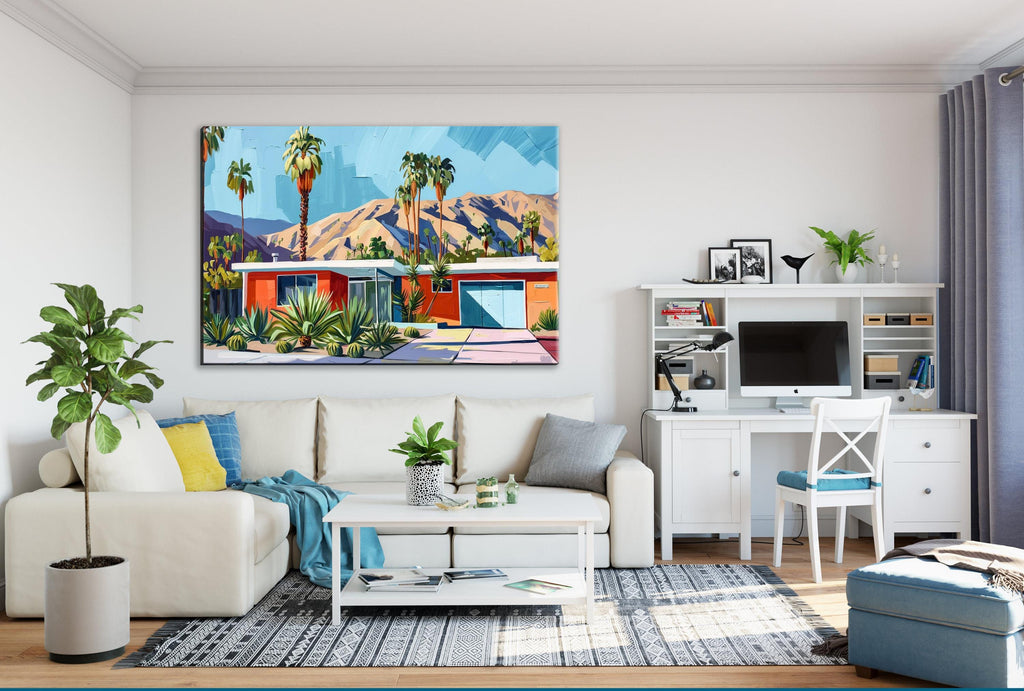 Mid-Century Modern Canvas – Palm Springs Decor | Gallery Wrapped Large Wall Art