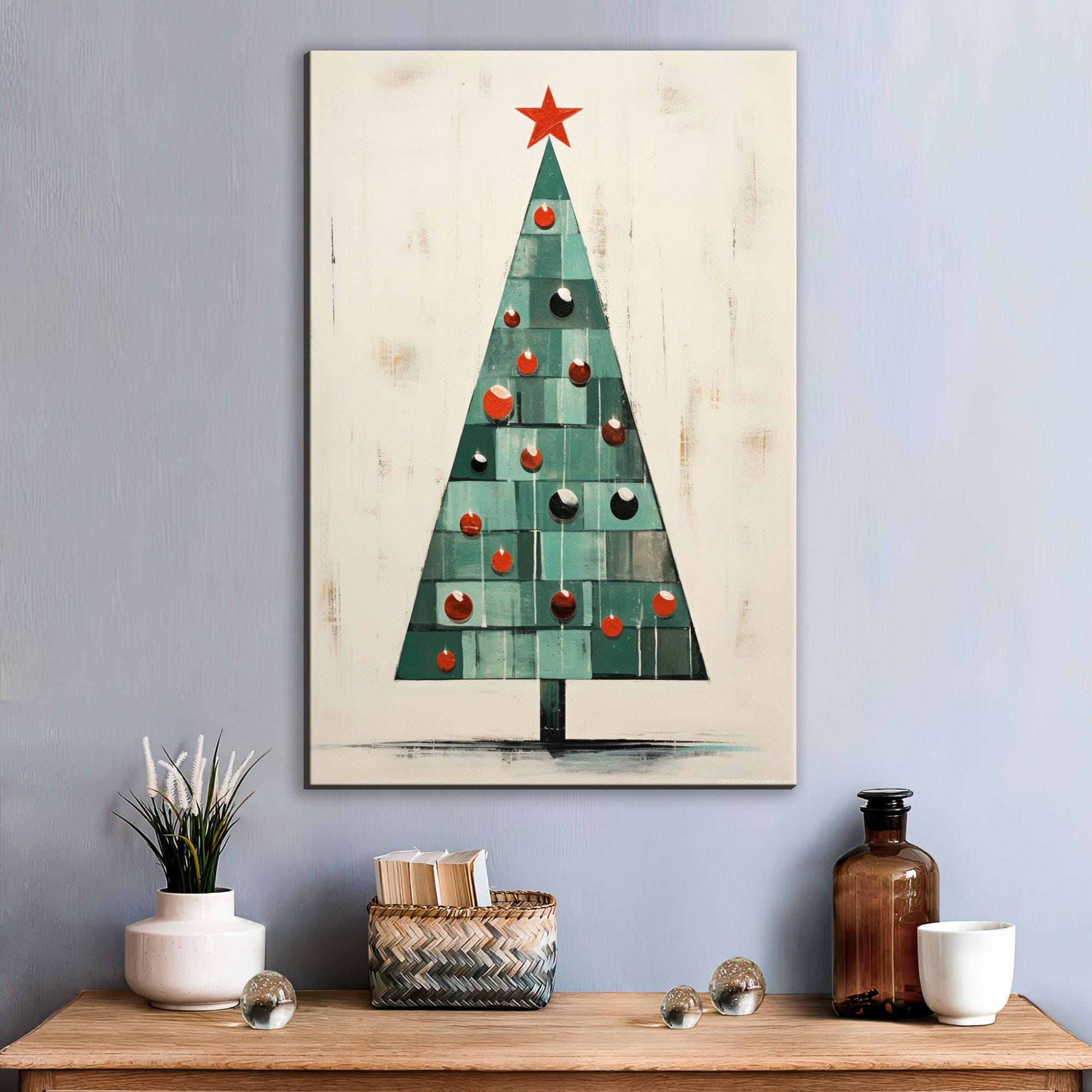 Christmas Tree Art - Extra Large Gallery Wrapped Canvas | Ready to Hang Holiday Wall Art