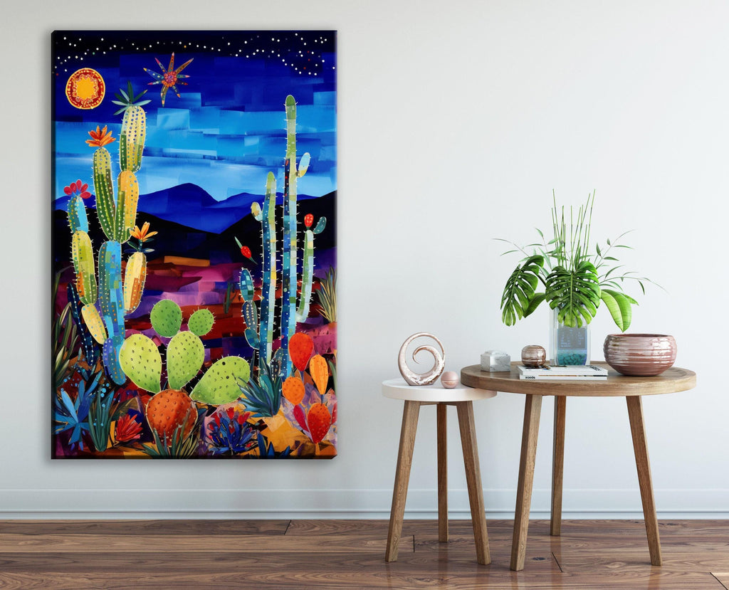 Desert Night Wall Art – Southwest Landscape Canvas | Gallery Wrapped, Extra Large
