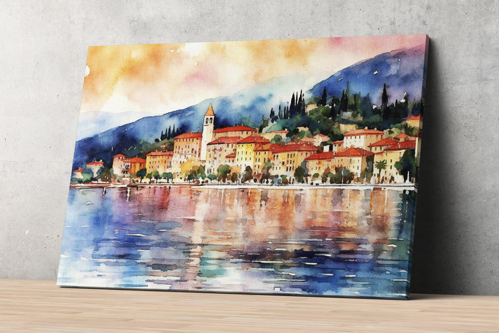 Bellagio Bliss - Lake Como Views Watercolor Painting, Giclee Print on Canvas, Artist Paper, Watercolor Paper, Available in Extra Large Sizes