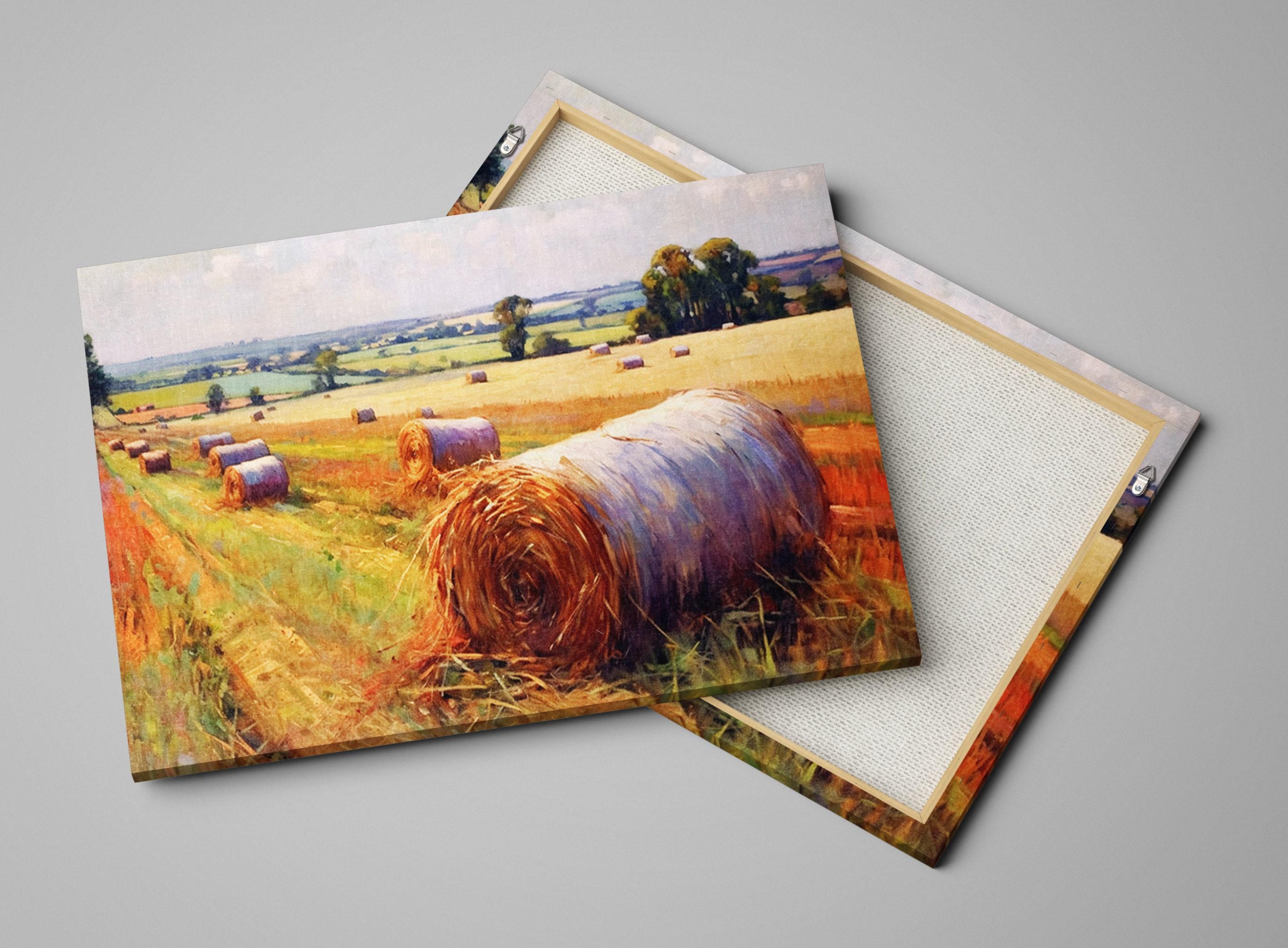Hay Bales Print - Large Canvas Wall Art | Rustic Farmhouse Home Decor, Ready to Hang