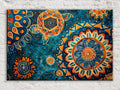 Boho Water Canvas - Extra Large Gallery Wrapped Art With Blue Orange Water Pattern