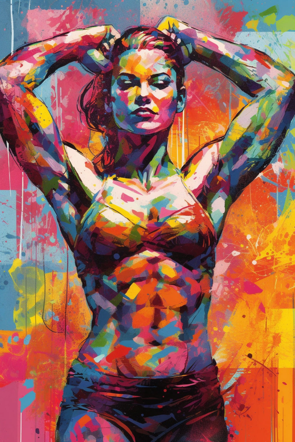 Female Muscle Bodybuilder Art – Large Gallery Wrapped Canvas | Ready to Hang Wall Art