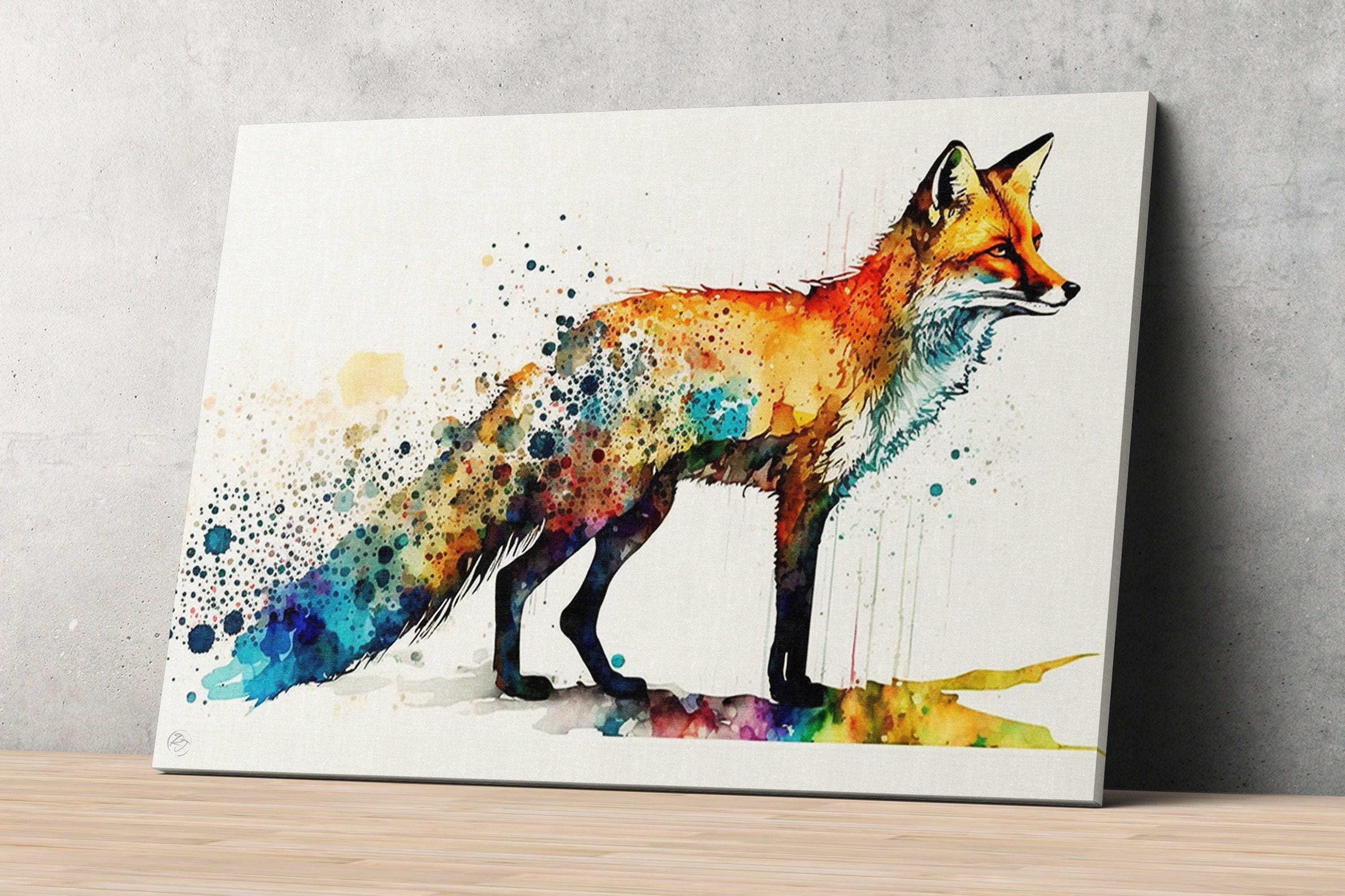 Wildlife Beauty: Fox Watercolor Painting, Giclee Print on Canvas, Artist Paper, Watercolor Paper, Available in Extra Large Sizes