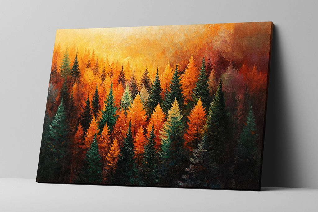 Fall Forest Wall Art – Extra Large Canvas Print | Cozy Farmhouse Decor, Ready to Hang