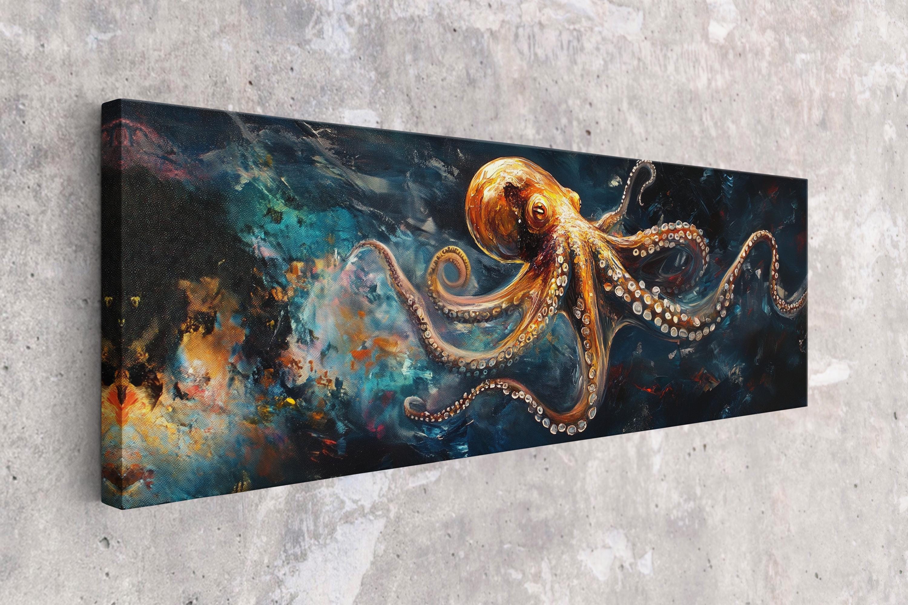 a painting of an octopus on a wall