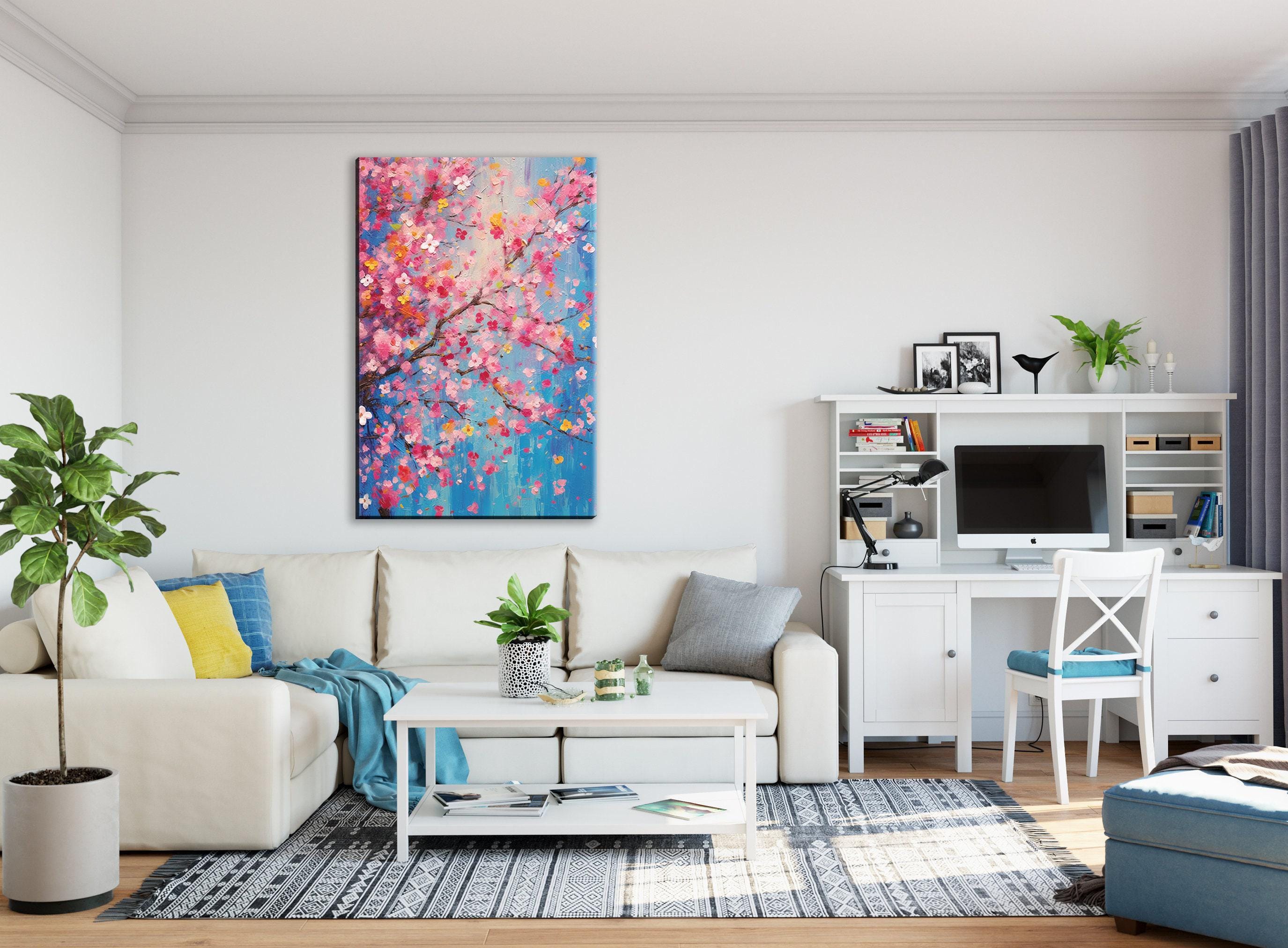 Cherry Blossom Canvas | Large Floral Wall Art - Japanese Garden Print