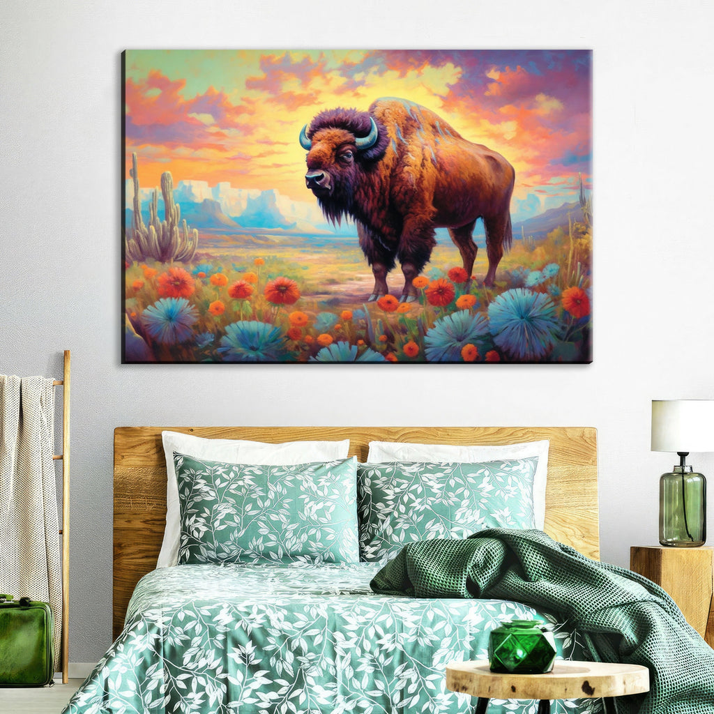 American Bison Canvas – Gallery Wrapped Wildlife Wall Art | Texas Desert Print