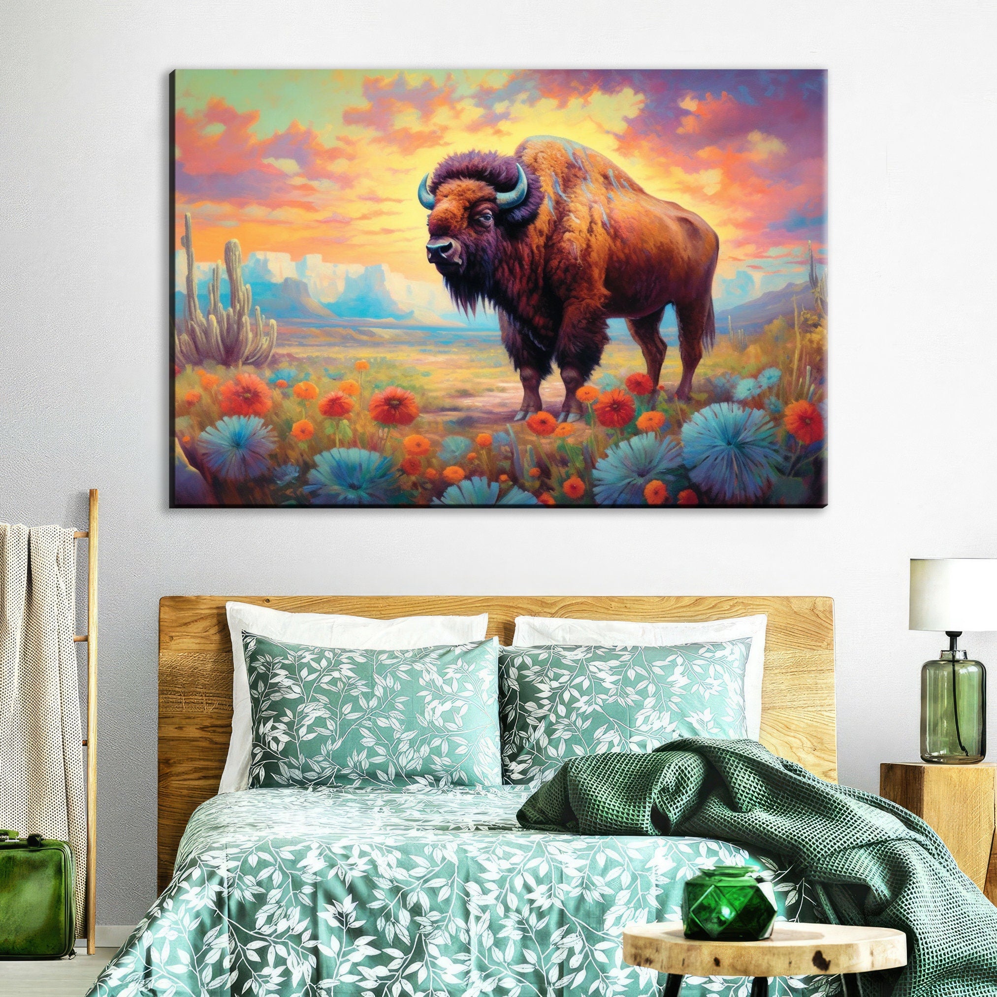 American Bison Canvas – Gallery Wrapped Wildlife Wall Art | Texas Desert Print