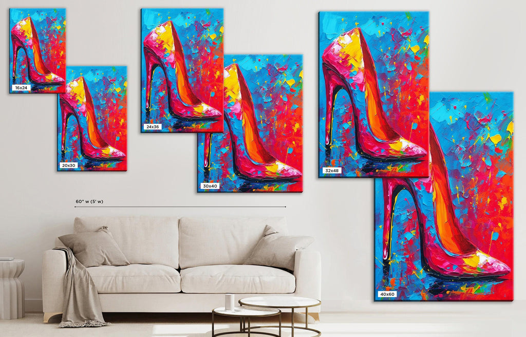 High Heels Canvas Art – Colorful Pop Art Print on Large Gallery Ready Canvas