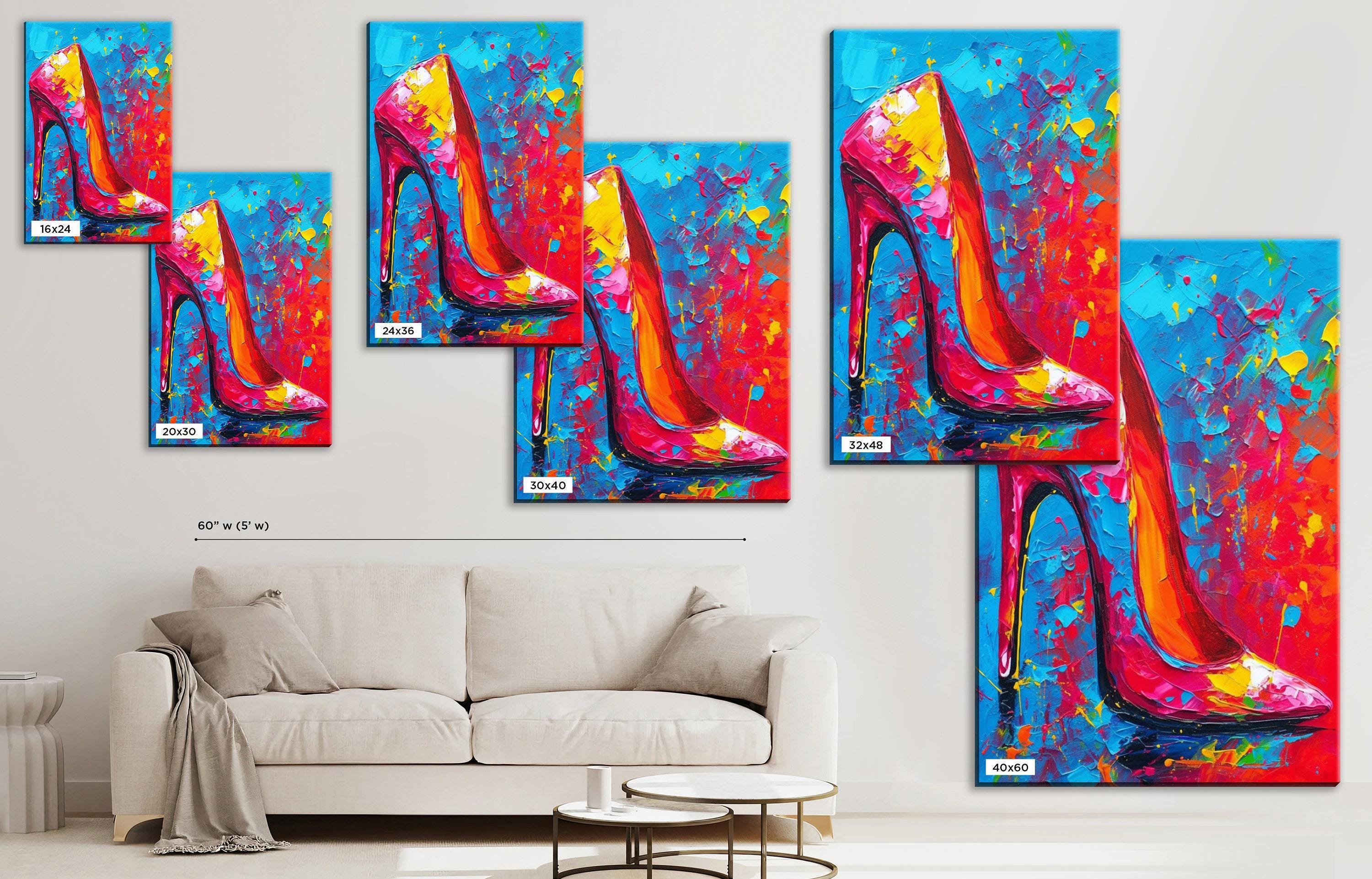 High Heels Canvas Art – Colorful Pop Art Print on Large Gallery Ready Canvas
