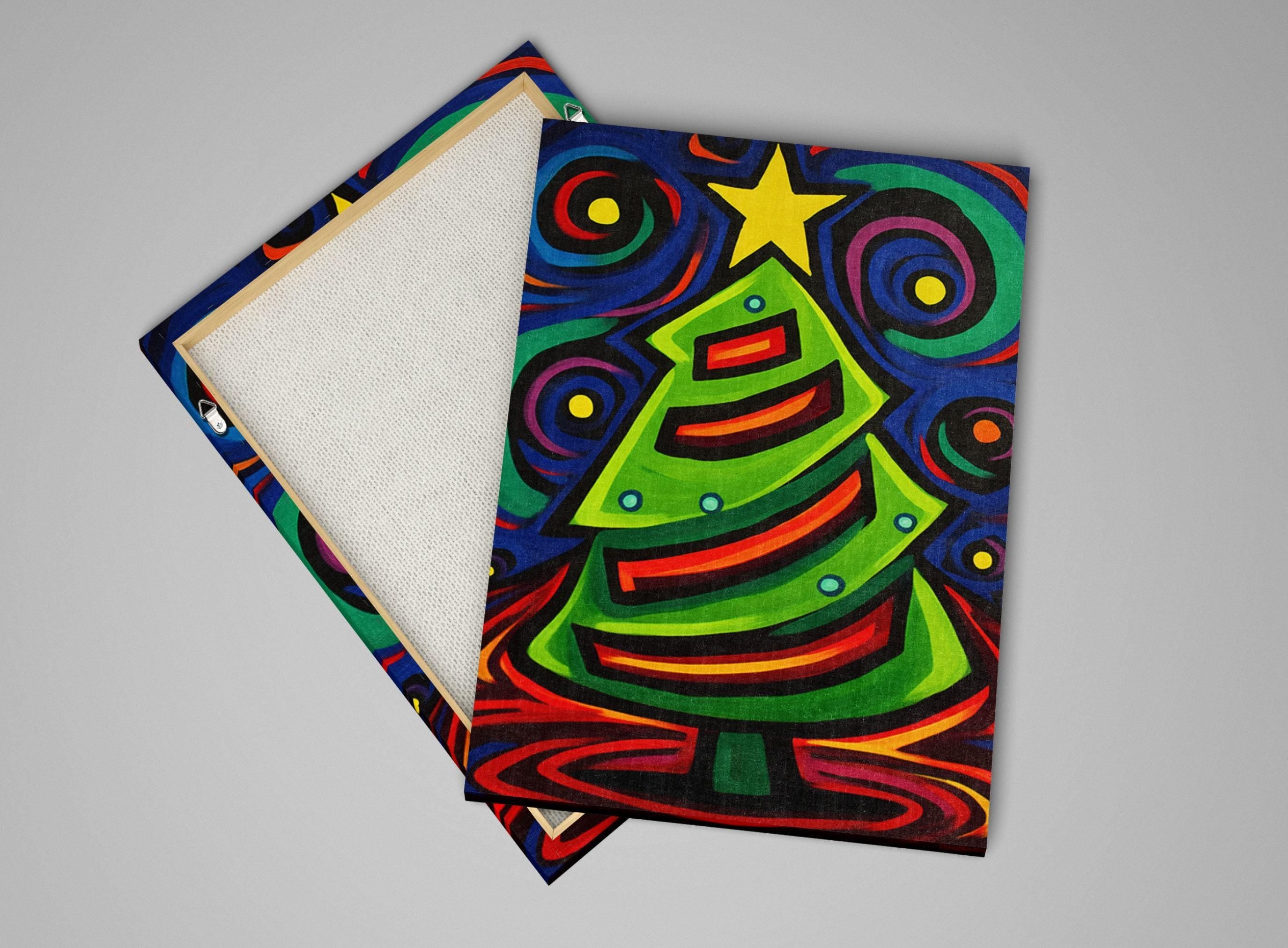 Cubist Christmas Tree Art - Gallery Wrapped Canvas with Scratch Resistant Frame