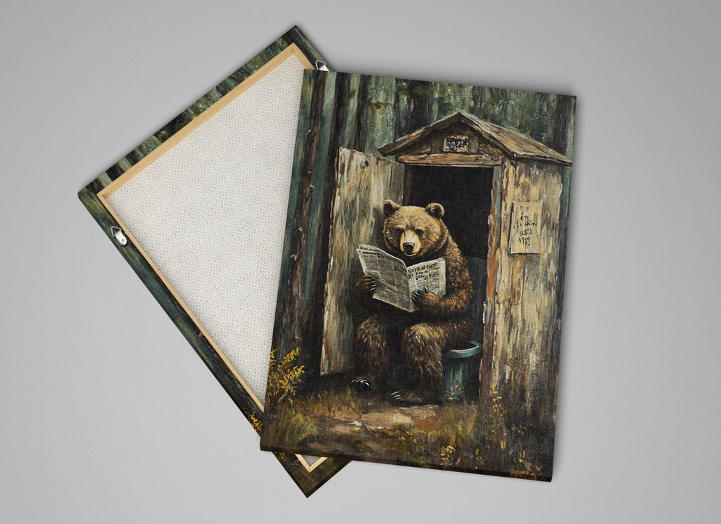 a painting of a bear reading a newspaper