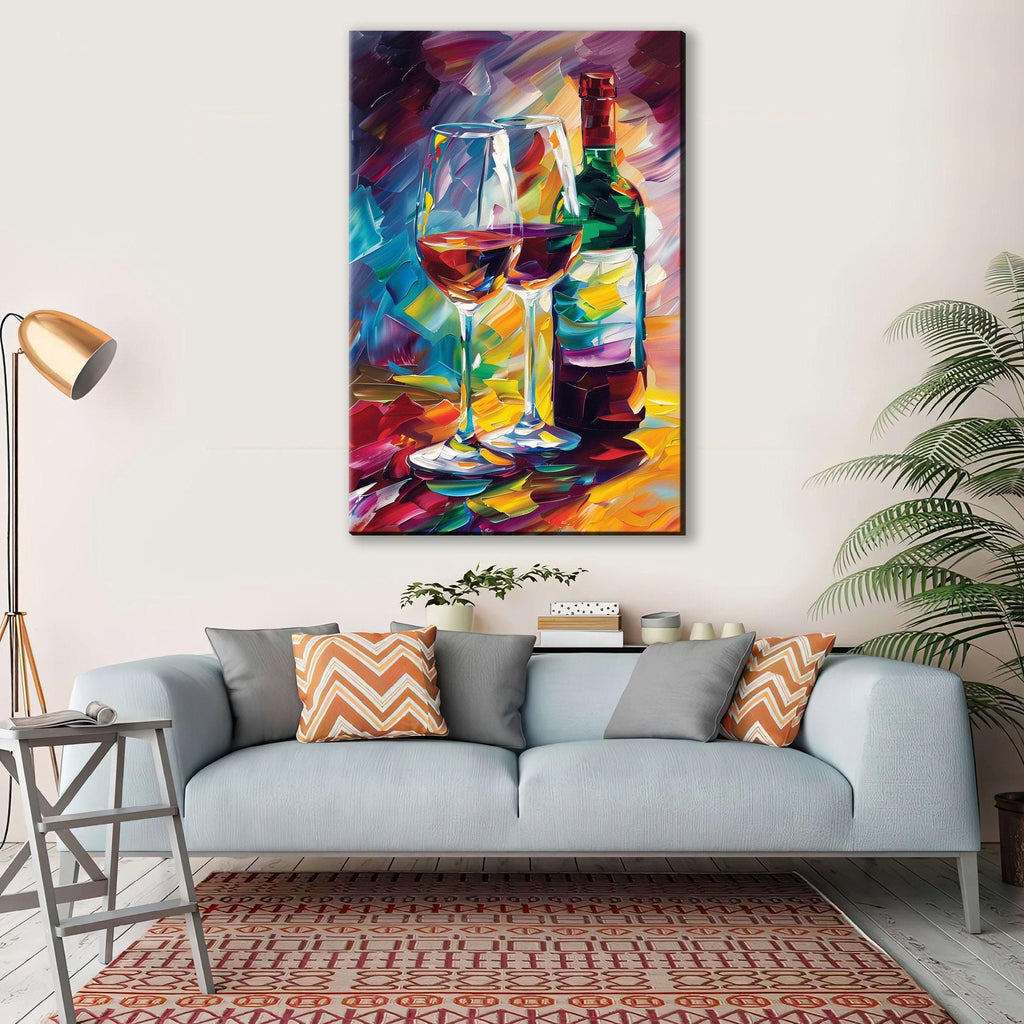 Red Wine Canvas Art – Abstract Wine Wall Art on Gallery Wrapped Canvas, Extra Large Print