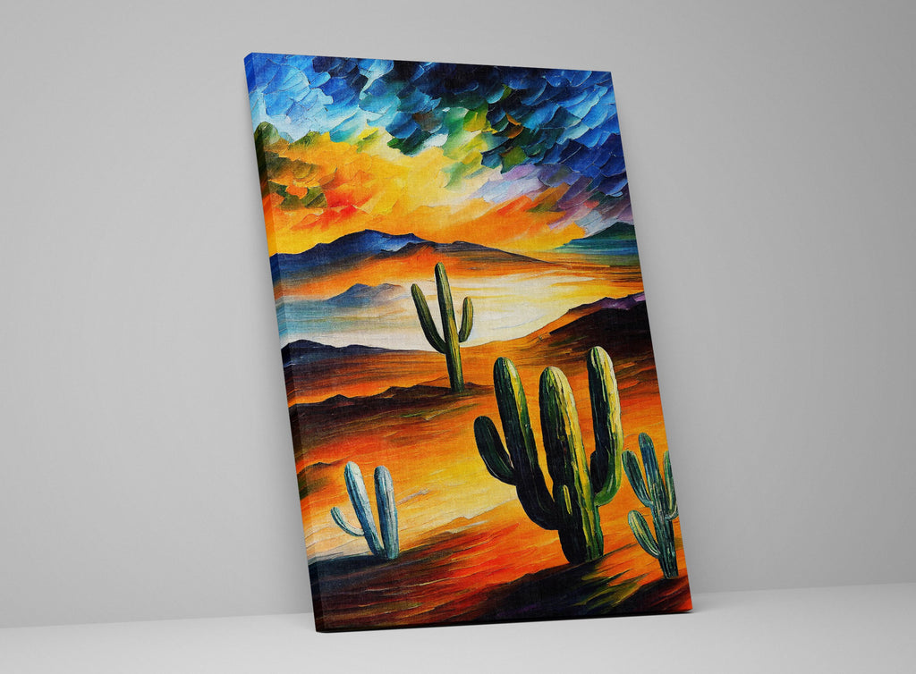Desert Cactus Canvas – Southwest Art Print | Serene Landscape & Gallery Ready