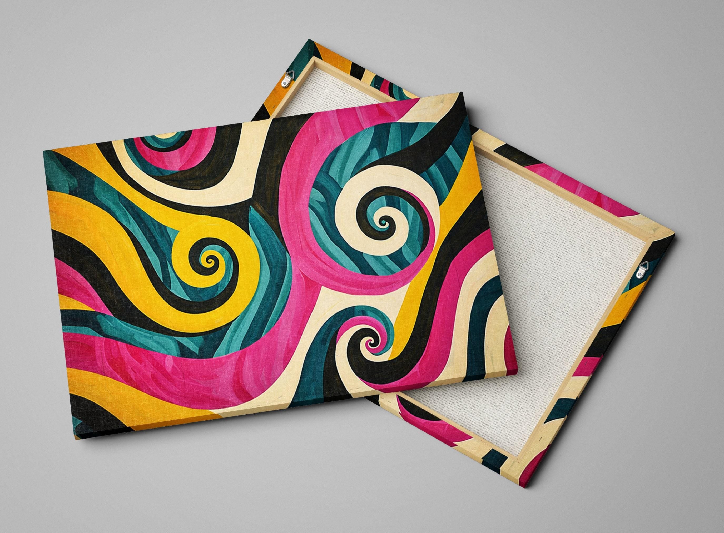 Pop Art Canvas - Large Abstract Swirl Painting | Gallery Wrapped, Ready to Hang